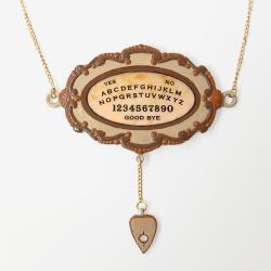Large Ouija Board Pendant and Gold Chain Necklace