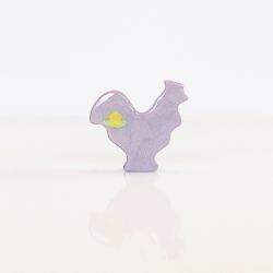 Lilac Rooster Figurine with Yellow Flowers