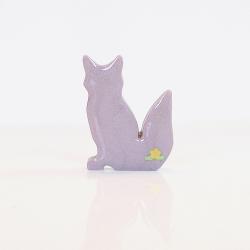 Lilac Fox Figurine with Yellow Flowers