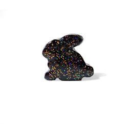 Black Rabbit Figurine with Rainbow Glitter
