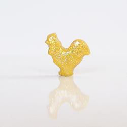 Yellow Rooster Figurine with Pastel Glitter