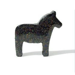 Black Dala Horse Figurine with Rainbow Glitter 
