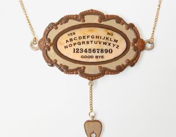 Large Ouija Board Pendant and Gold Chain Necklace